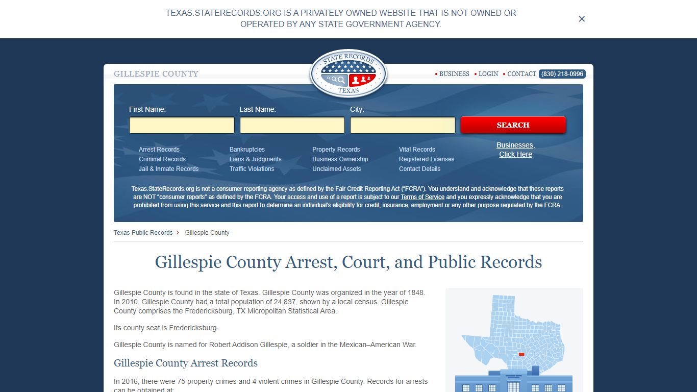 Gillespie County Arrest, Court, and Public Records